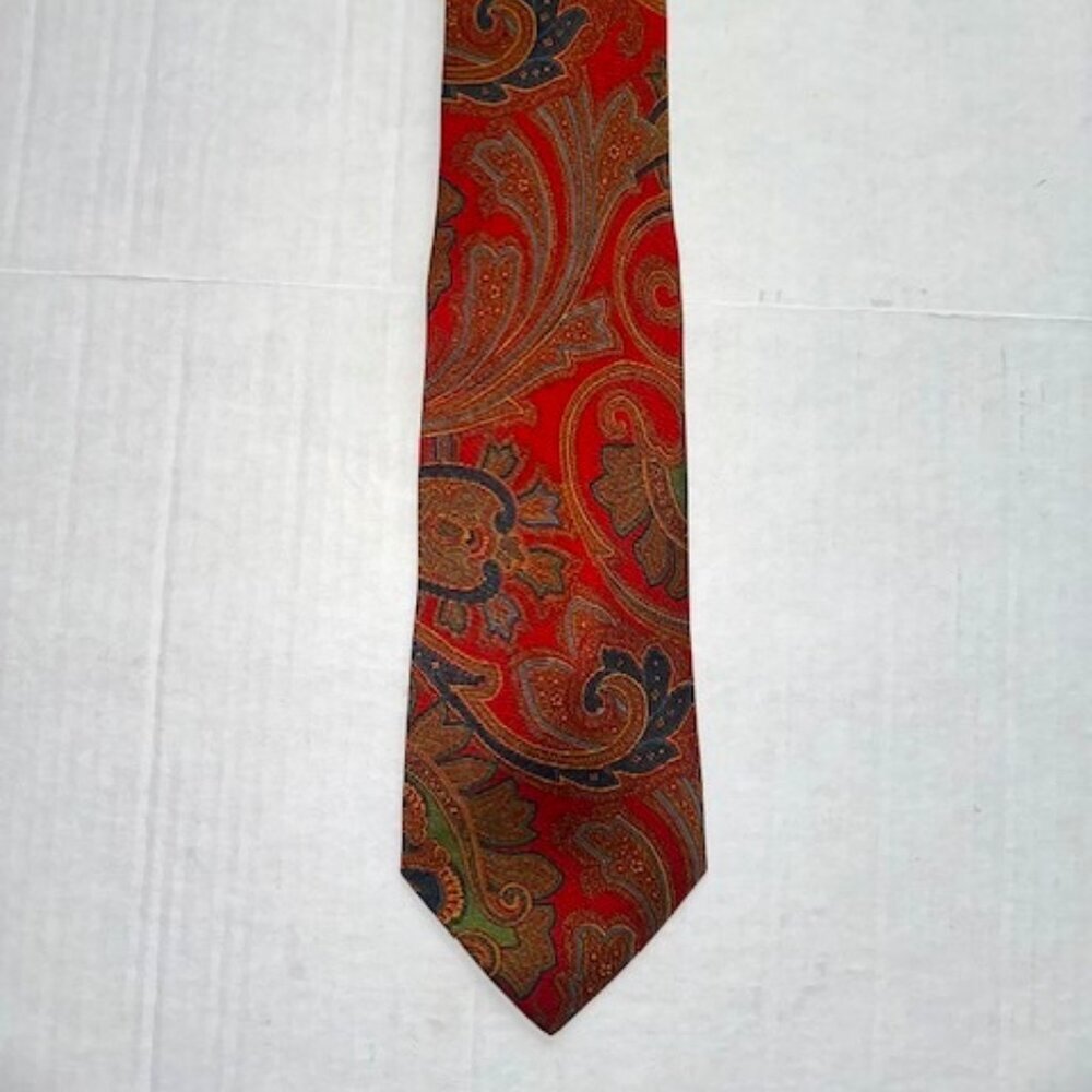 Smithsonian Paisley Silk Tie‎ Made in Italy Red, Blue, Gold, and Green